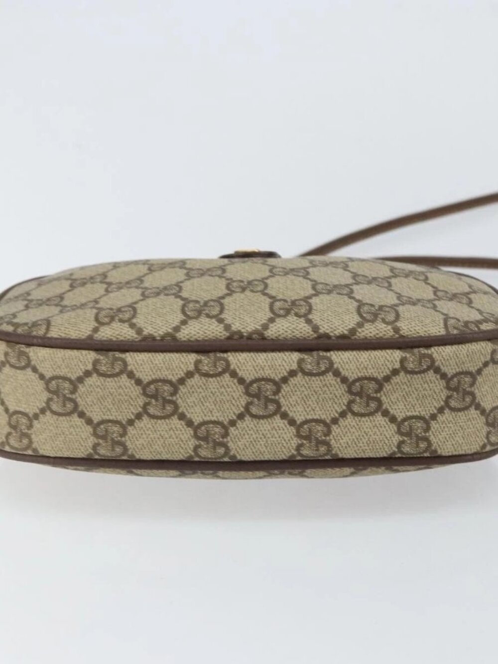 GUCCI GG Supreme Web Sherry Line Bag PVC Beige Gold 007 58 6112 1030 Auth 163653 - Picture 7 of 16